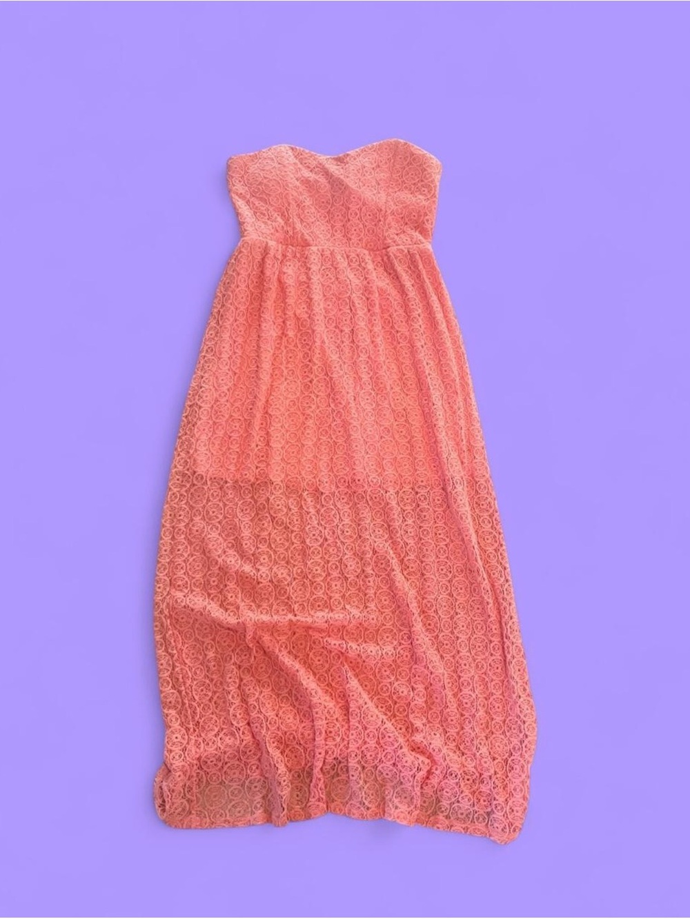 No Boundaries Coral Lace Strapless Dress
